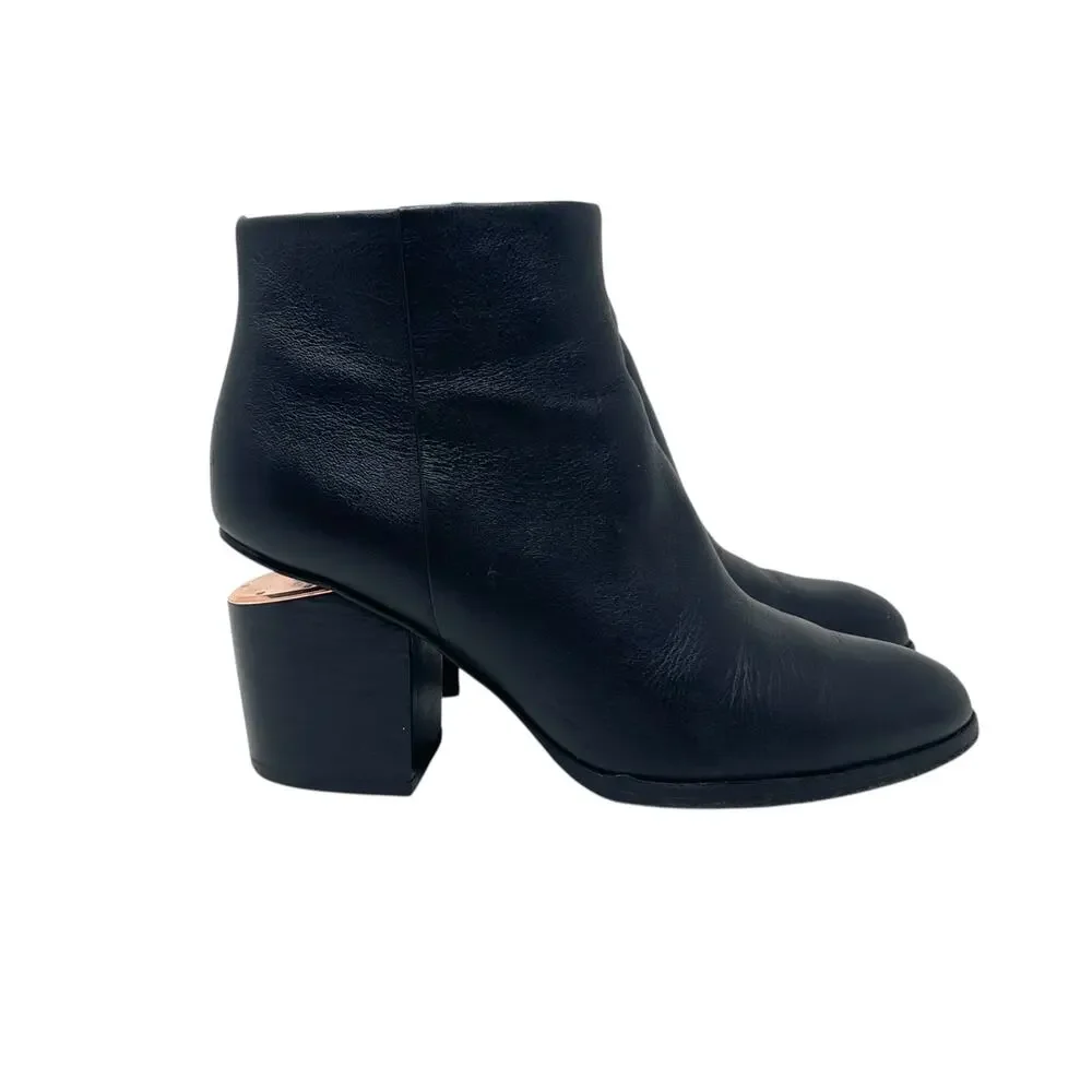 Alexander Wang Gabi Rose Gold Black Leather Ankle Boots - EURO Size 37.5 - Picture 3 of 10